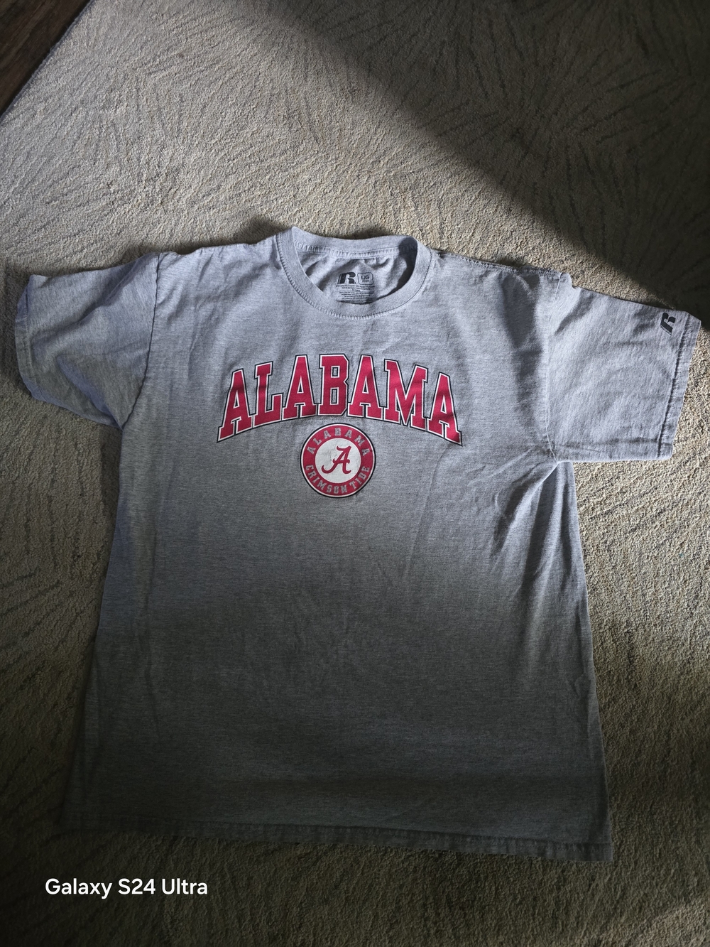 Russell Athletic Gray Tee with Crimson Alabama Graphic